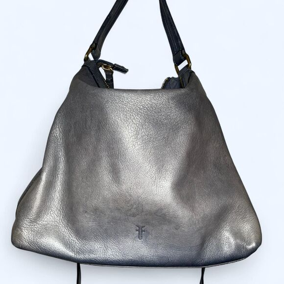 Frye Grey Leather Hand Bag Purse Short and Long Crossbody Strap - Picture 1 of 6